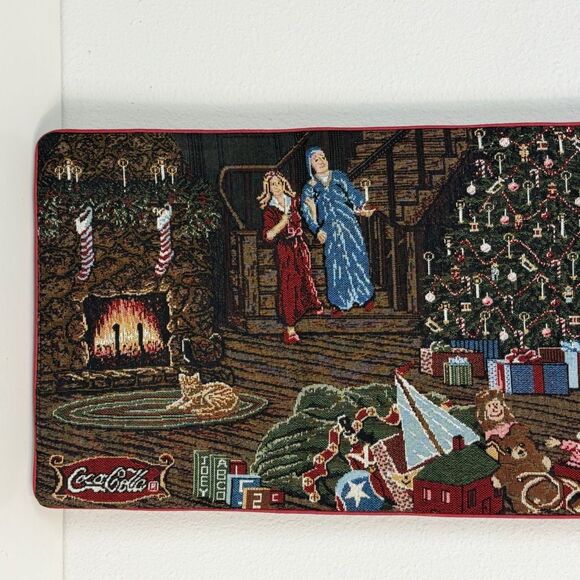 Vintage Coca-Cola Christmas Tapestry Table Runner 12x36 - Picture 2 of 7